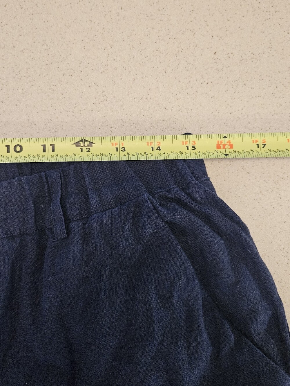 Quince Dark Blue 100% Linen SZ M Pull On Relaxed Fit Cropped Casual Pants - Picture 7 of 13